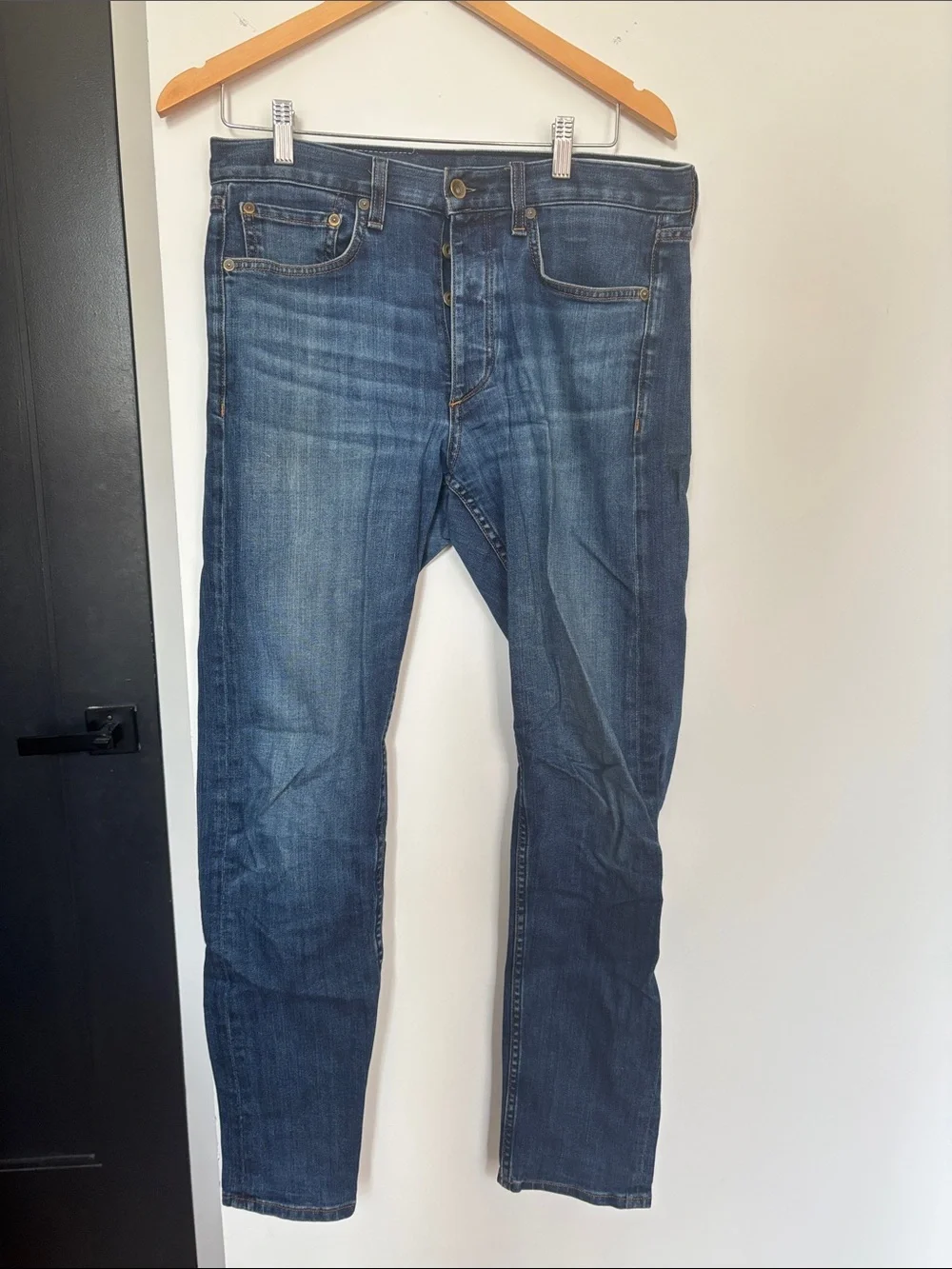 Mens Slim Straight Jeans in Deep Blue Wash